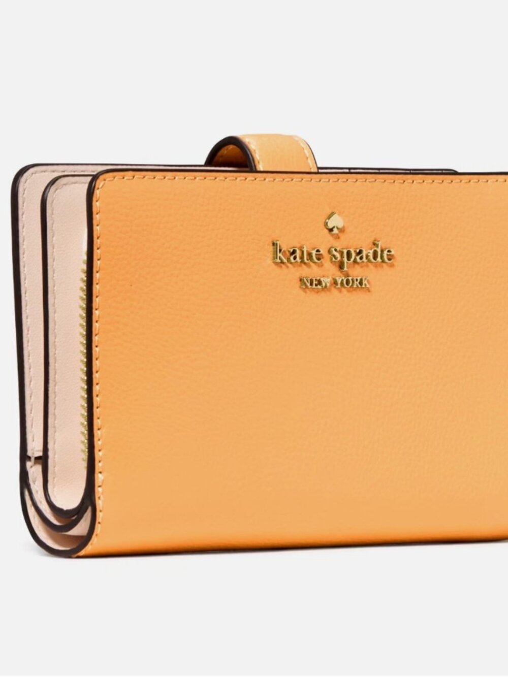 New Kate Spade Medium Compact Bifold Wallet Pebble Leather Desert Sunset